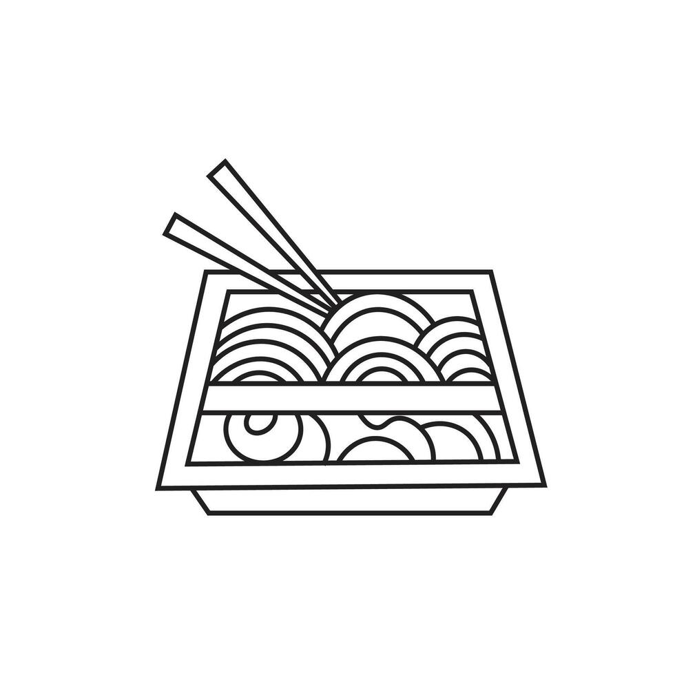Japanese Bento Box with Noodles vector