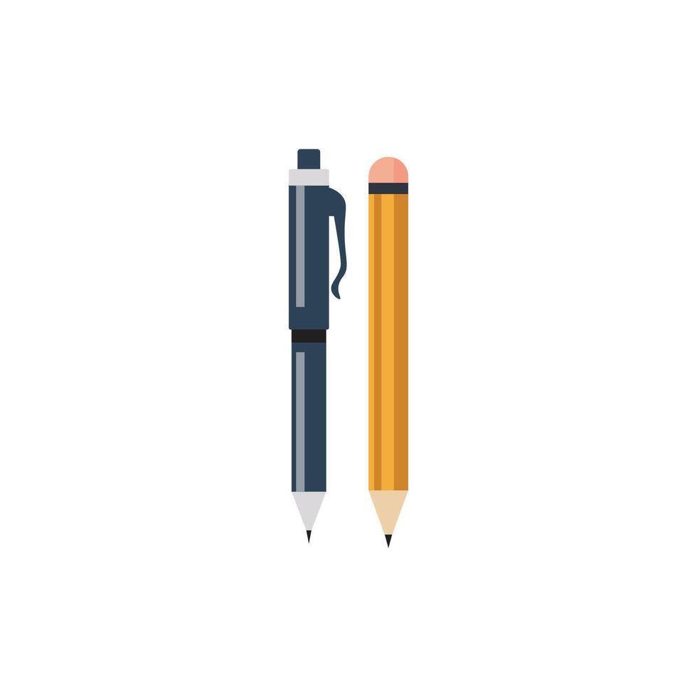 Cute Pen And Pencil Pair vector
