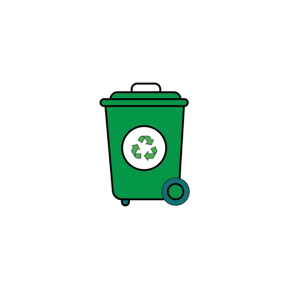 Trash bin with recycle symbol vector