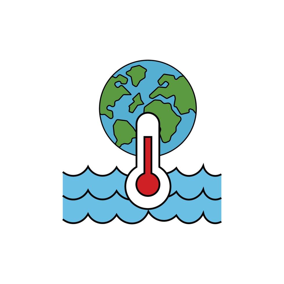 Earth in water with red thermometer vector