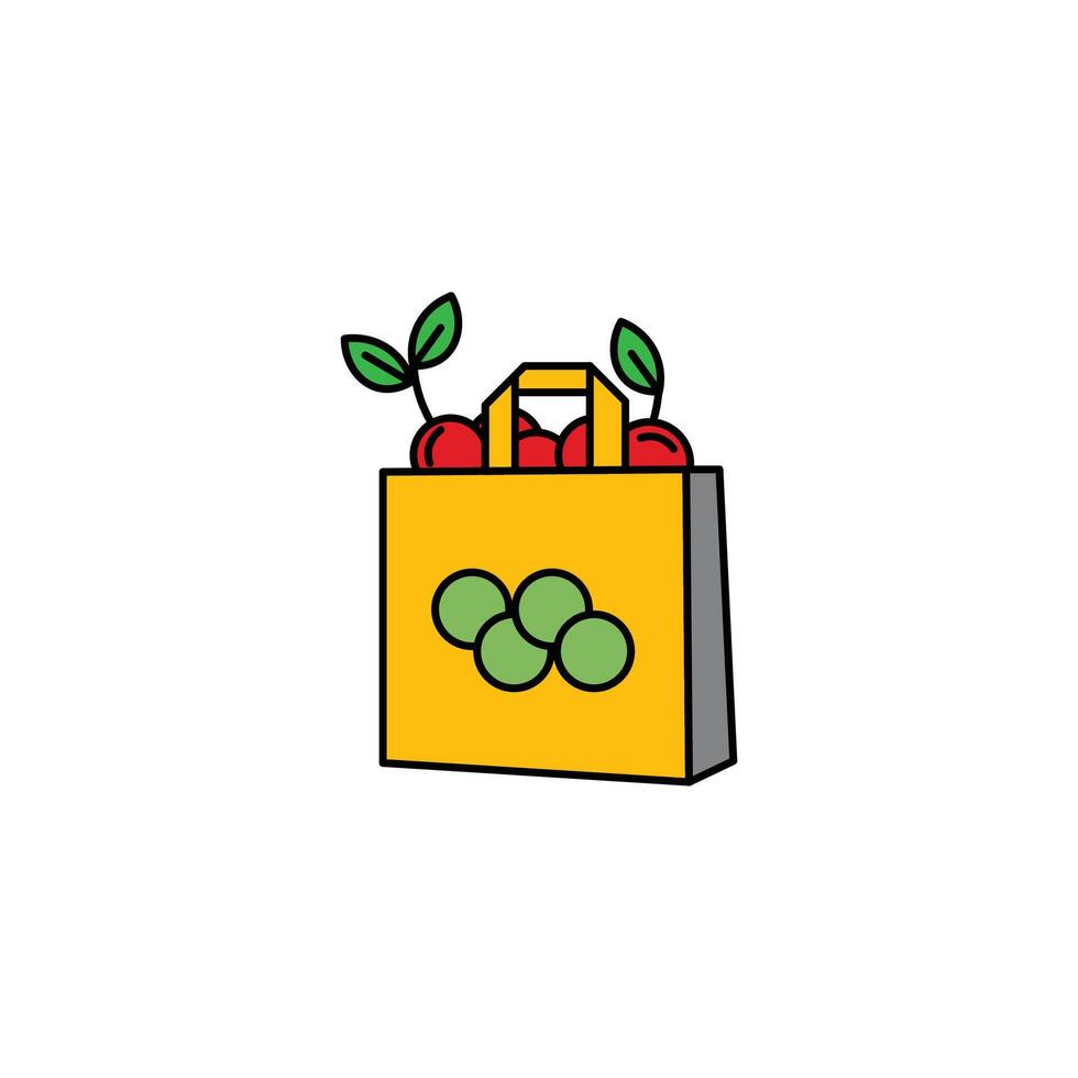 Reusable bag filled with vegetables vector