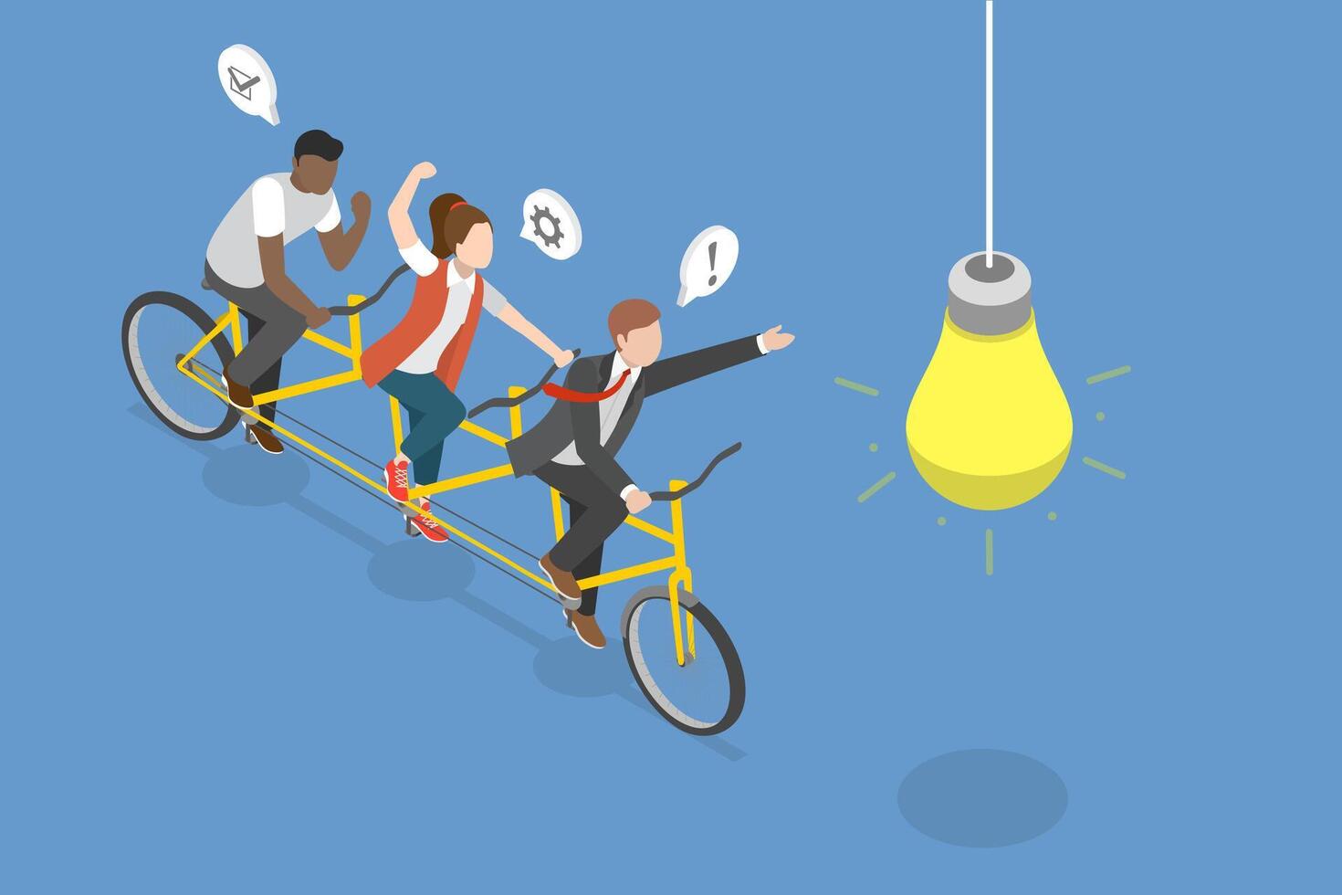 3D Isometric Flat Conceptual Illustration of Teamwork, Cooperation Leadership vector