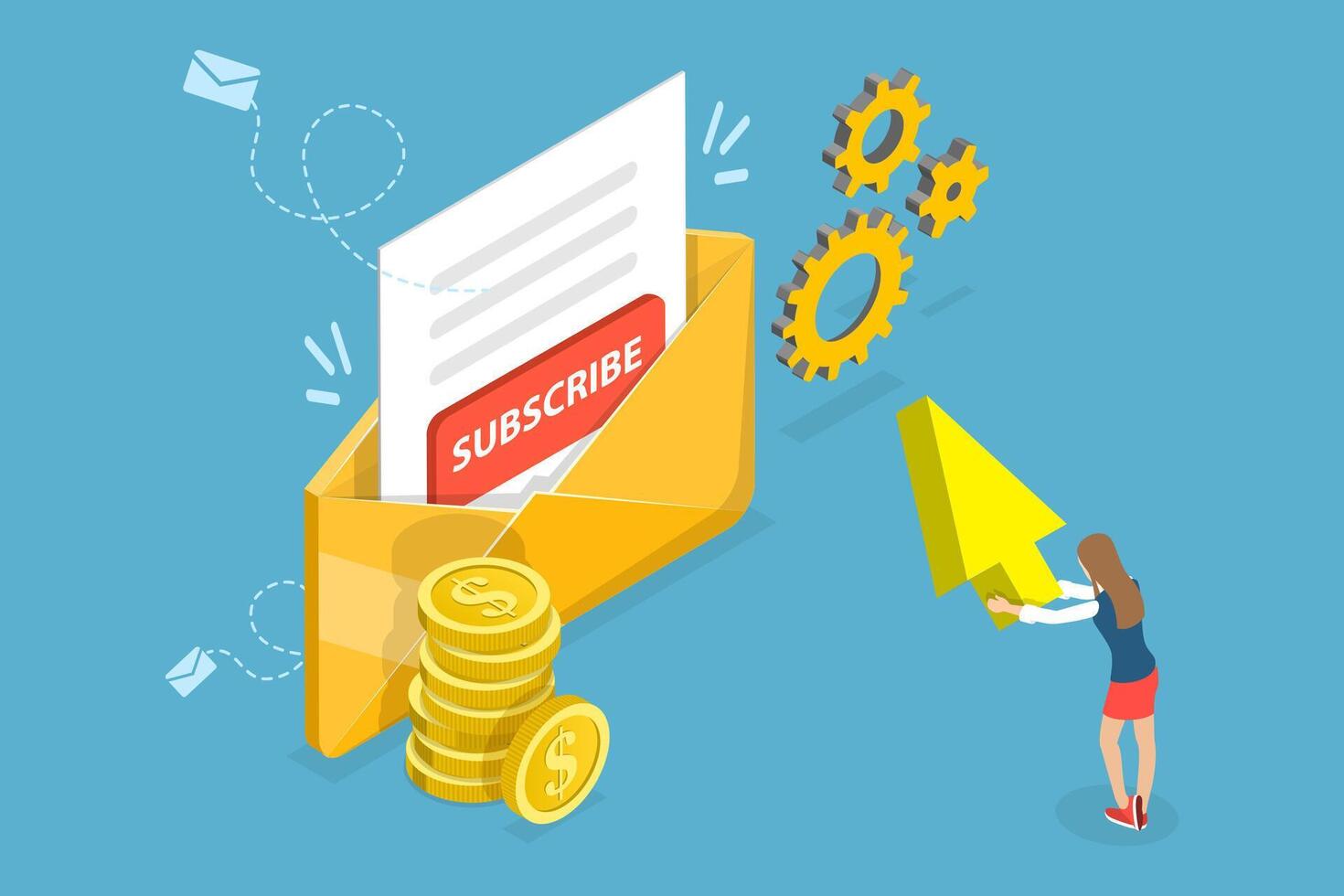 3D Isometric Flat Conceptual Illustration of Membership, Subscription Payment vector