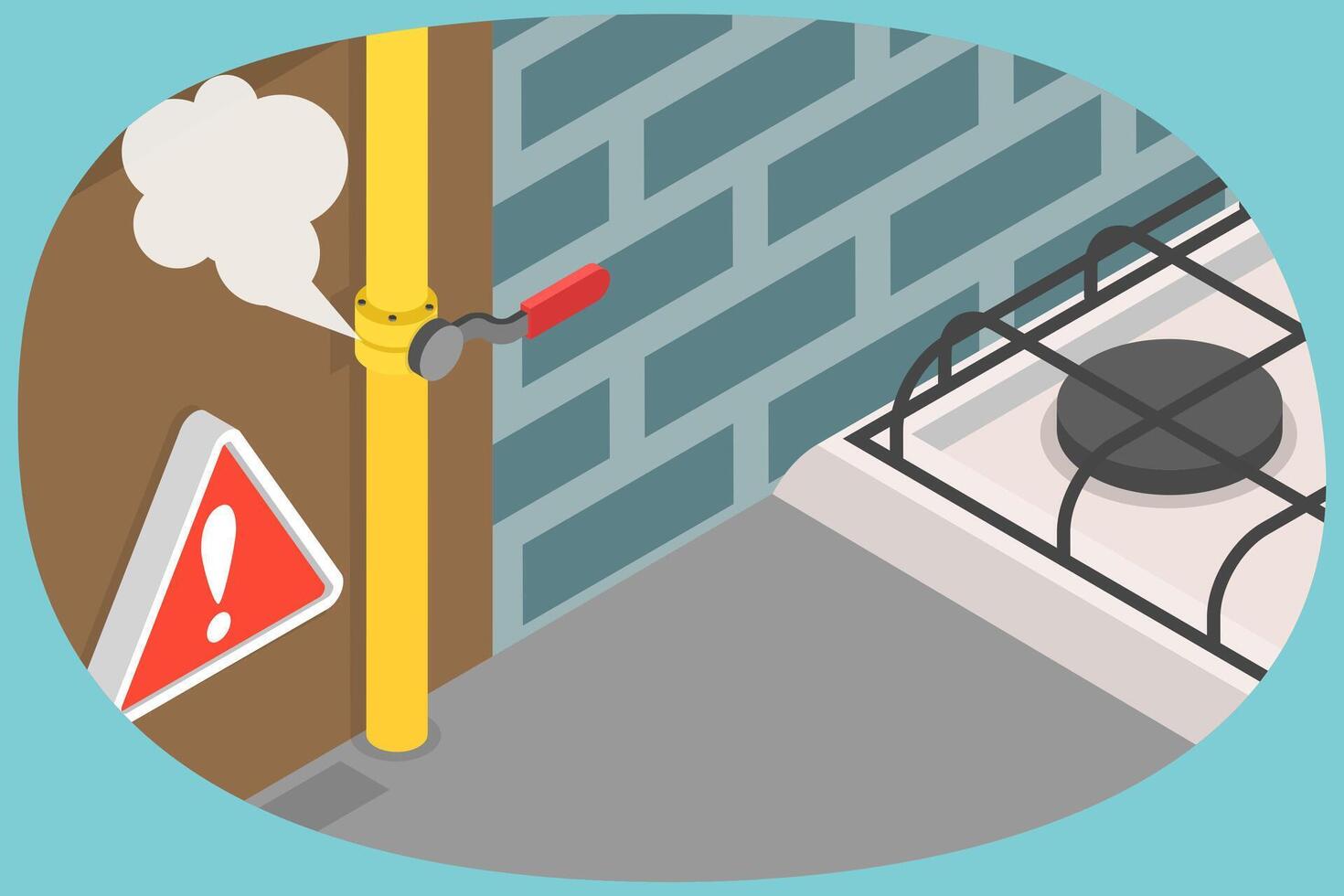 3D Isometric Flat Icon of Gas Leak, Warning Symbol vector