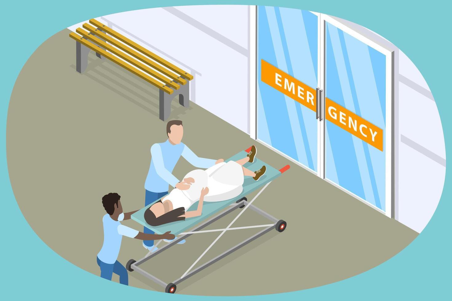 3D Isometric Flat Conceptual Illustration of Urgent Giving Birth, Emergency vector