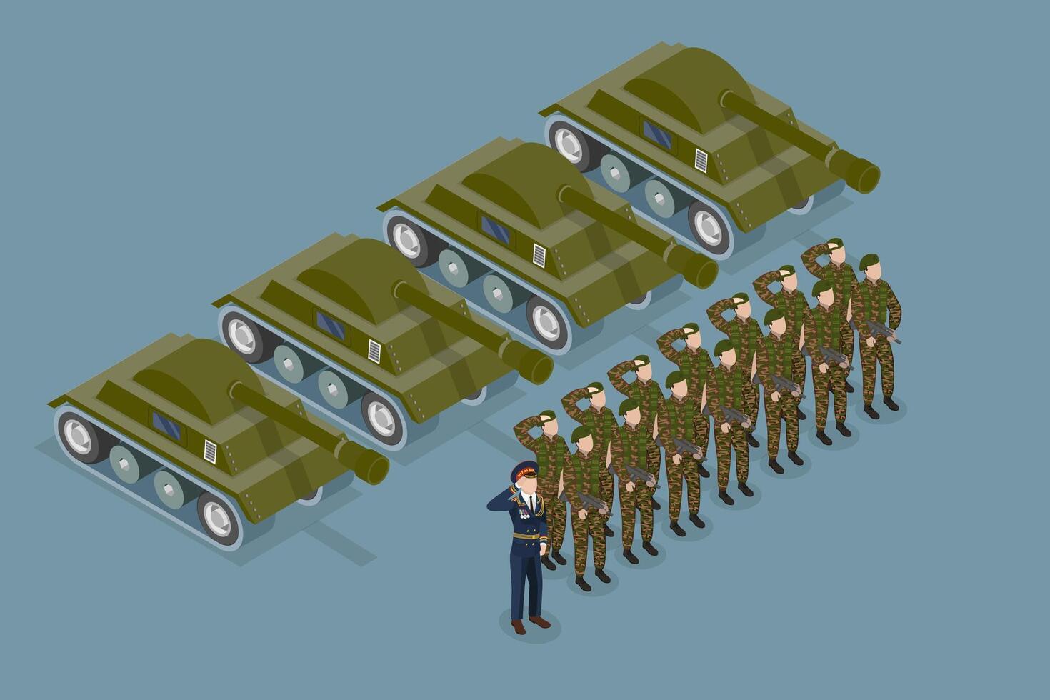 3D Isometric Flat Conceptual Illustration of Military Regime , Form of Government vector