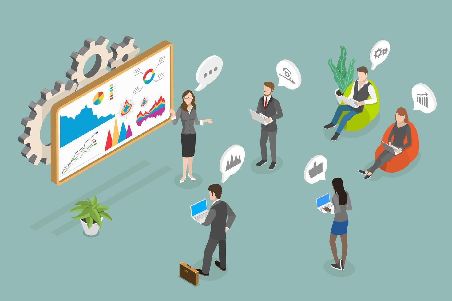 3D Isometric Flat Conceptual Illustration of Professional Business Adviser , Coaching and Mentoring vector
