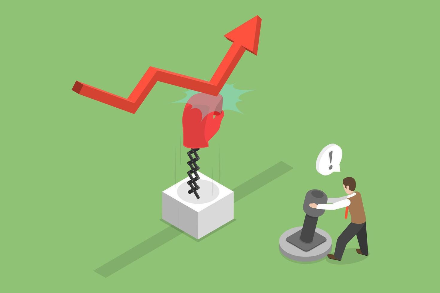 3D Isometric Flat Conceptual Illustration of Stock Market Rebound, Economical Rise After a Fall vector