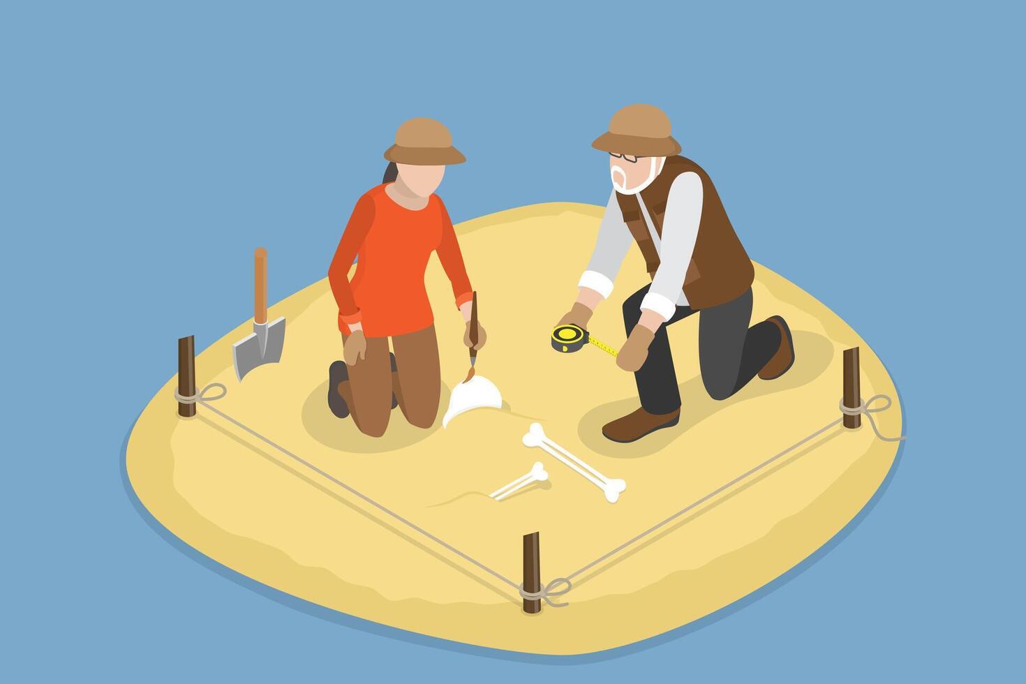 3D Isometric Flat Conceptual Illustration of Archaeologist, Scientific Discoverie, Searching for Artifacts vector