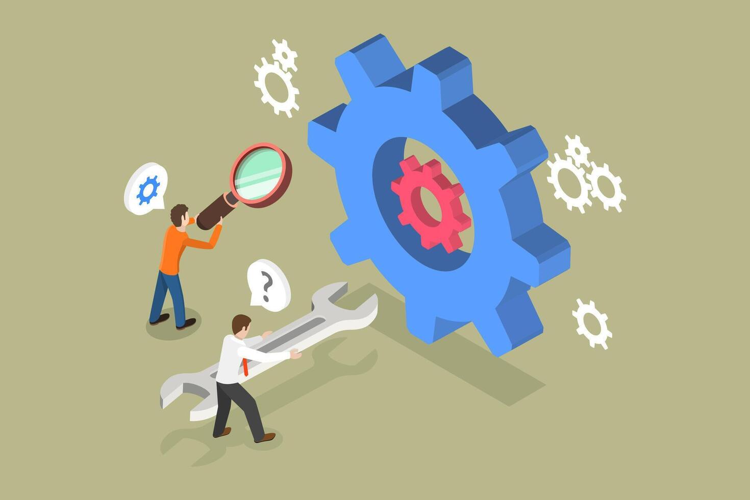 3D Isometric Flat Conceptual Illustration of Technical Issue, Maintenance or Troubleshooting vector