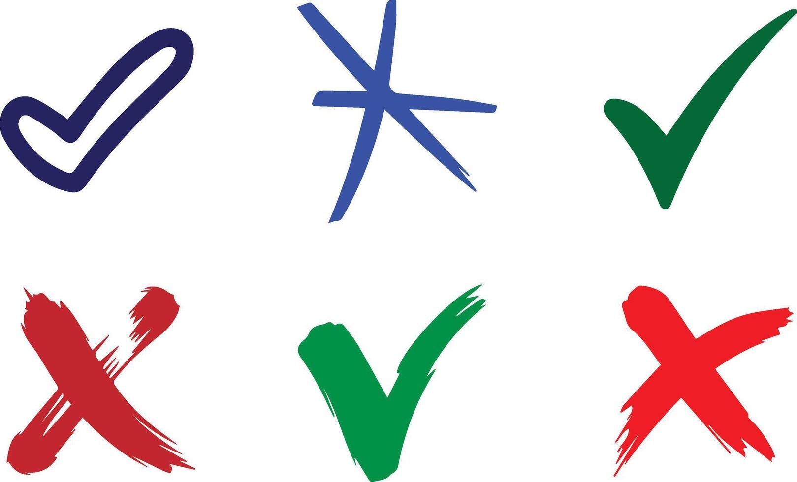 Silhouette Clipart Set of Right and Cross Mark Icons vector