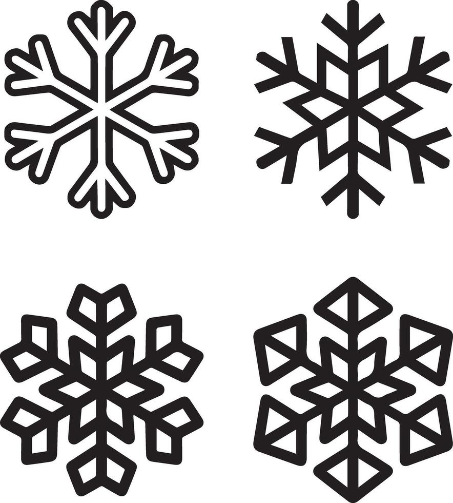 Minimal Snowflake Silhouettes vector