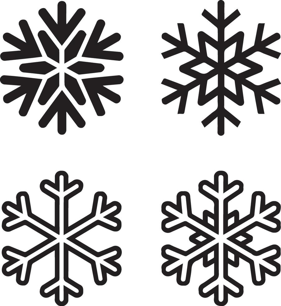 Snowflake Silhouette Clipart Set vector