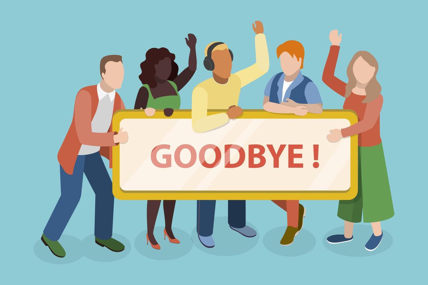 3D Isometric Flat Conceptual Illustration of Goodbye, Template for Banner, Poster or Flyer vector