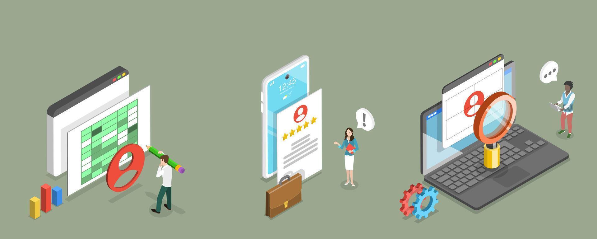 3D Isometric Flat Conceptual Illustration of Business Analisys and Planning, Company Strategy Management vector