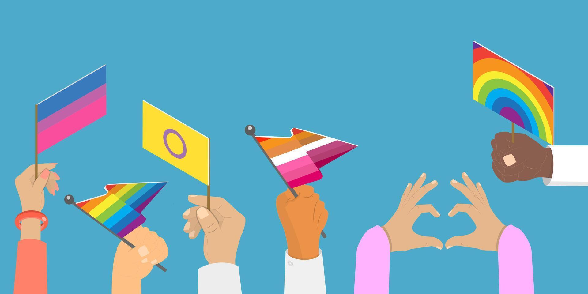 3D Isometric Flat Conceptual Illustration of Equality And Self-affirmarmation, LGBT Pride vector