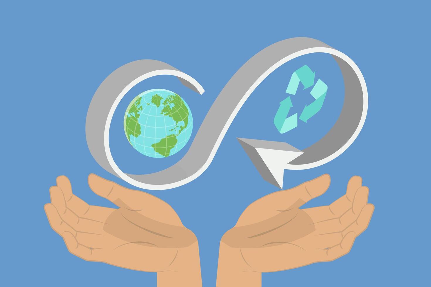 3D Isometric Flat Conceptual Illustration of Circular Economy, Sustainable Development vector