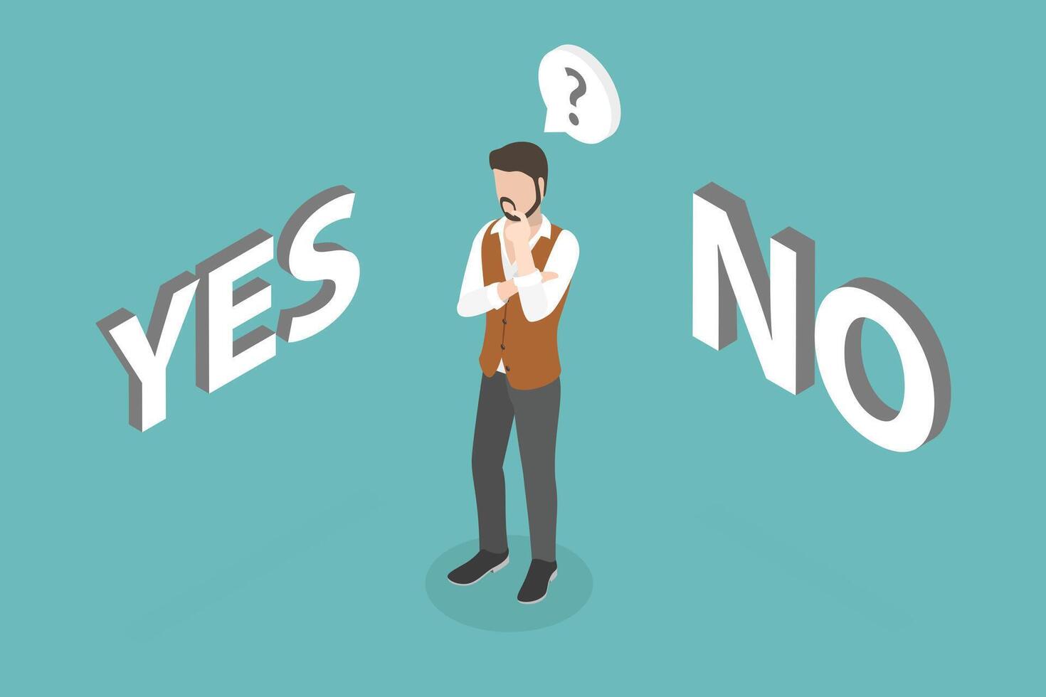 3D Isometric Flat Conceptual Illustration of Choose Yes Or No, Right or Wrong vector