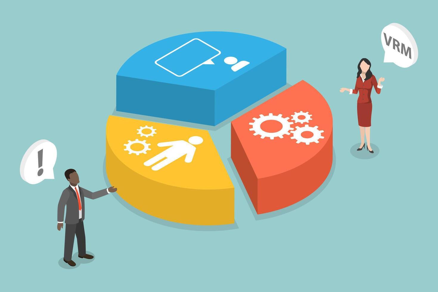 3D Isometric Flat Conceptual Illustration of VRM, Vendor Relationship Management vector