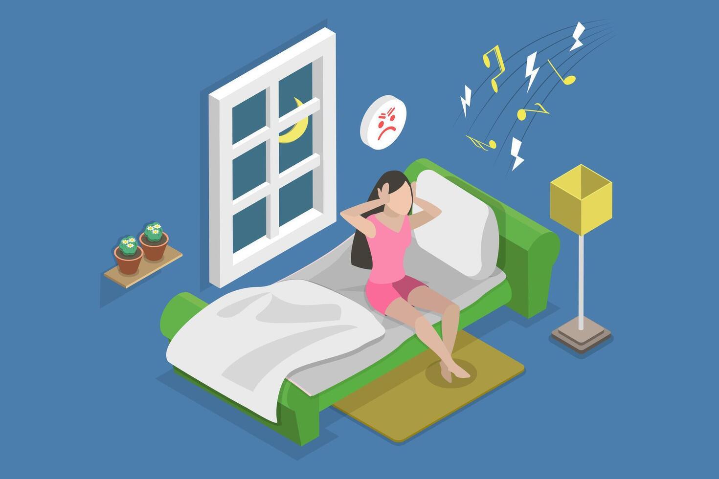3D Isometric Flat Conceptual Illustration of Noisy Neighbour, Problems of Neighbouring Apartments vector