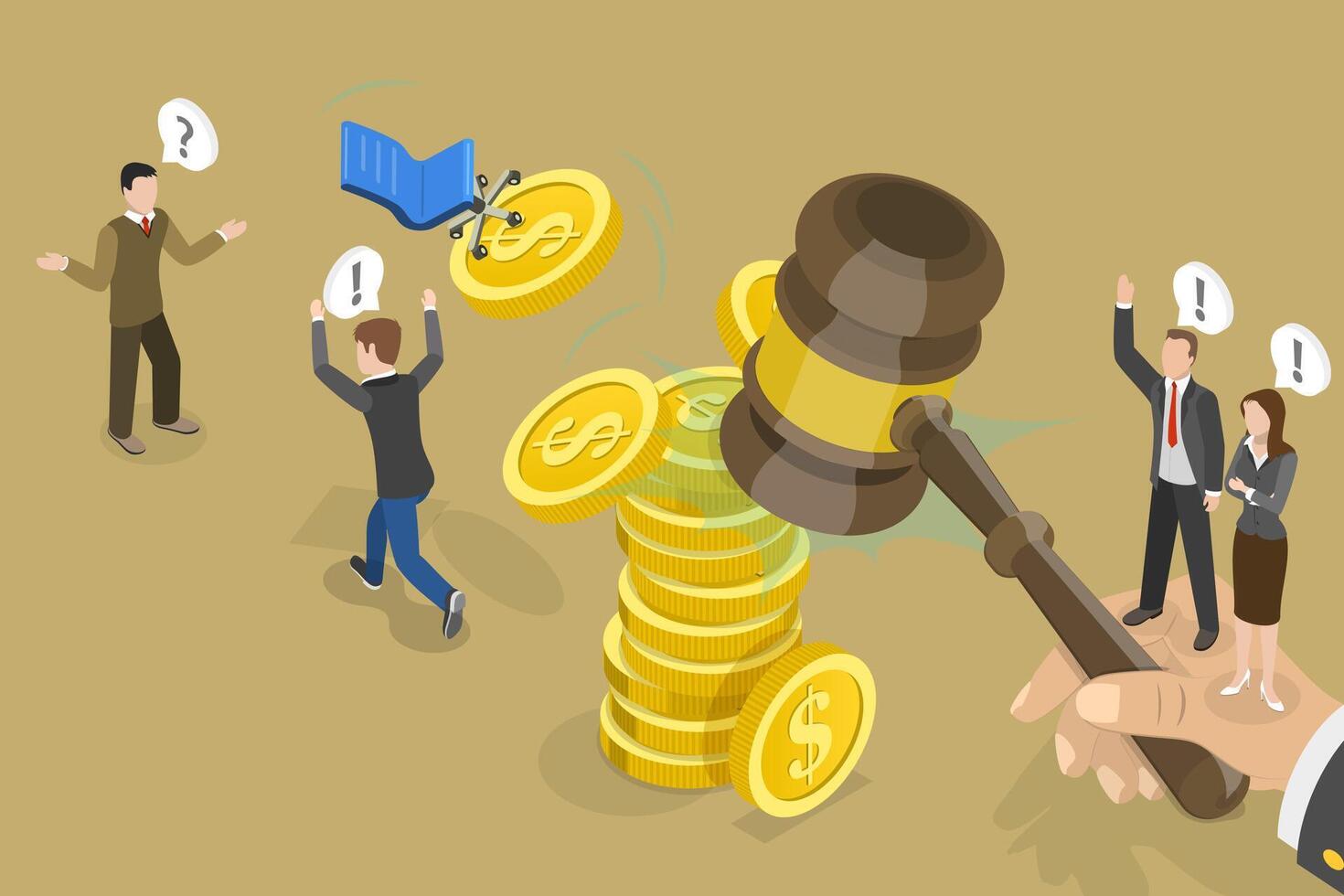 3D Isometric Flat Conceptual Illustration of Fight Against Bribery, Anti-corruption vector