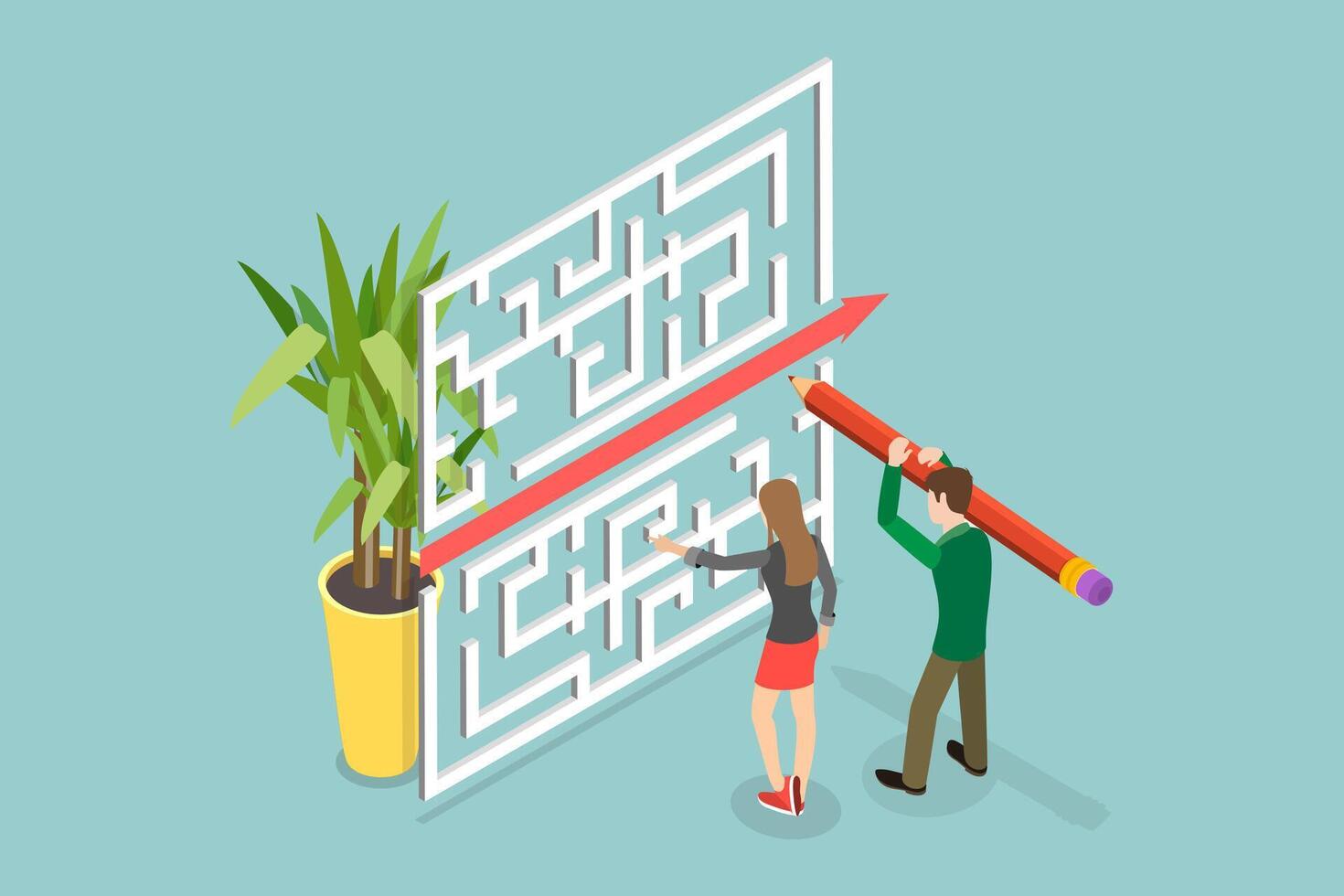 3D Isometric Flat Conceptual Illustration of Fast Solution , Removing Complex or Unnecessary Steps vector