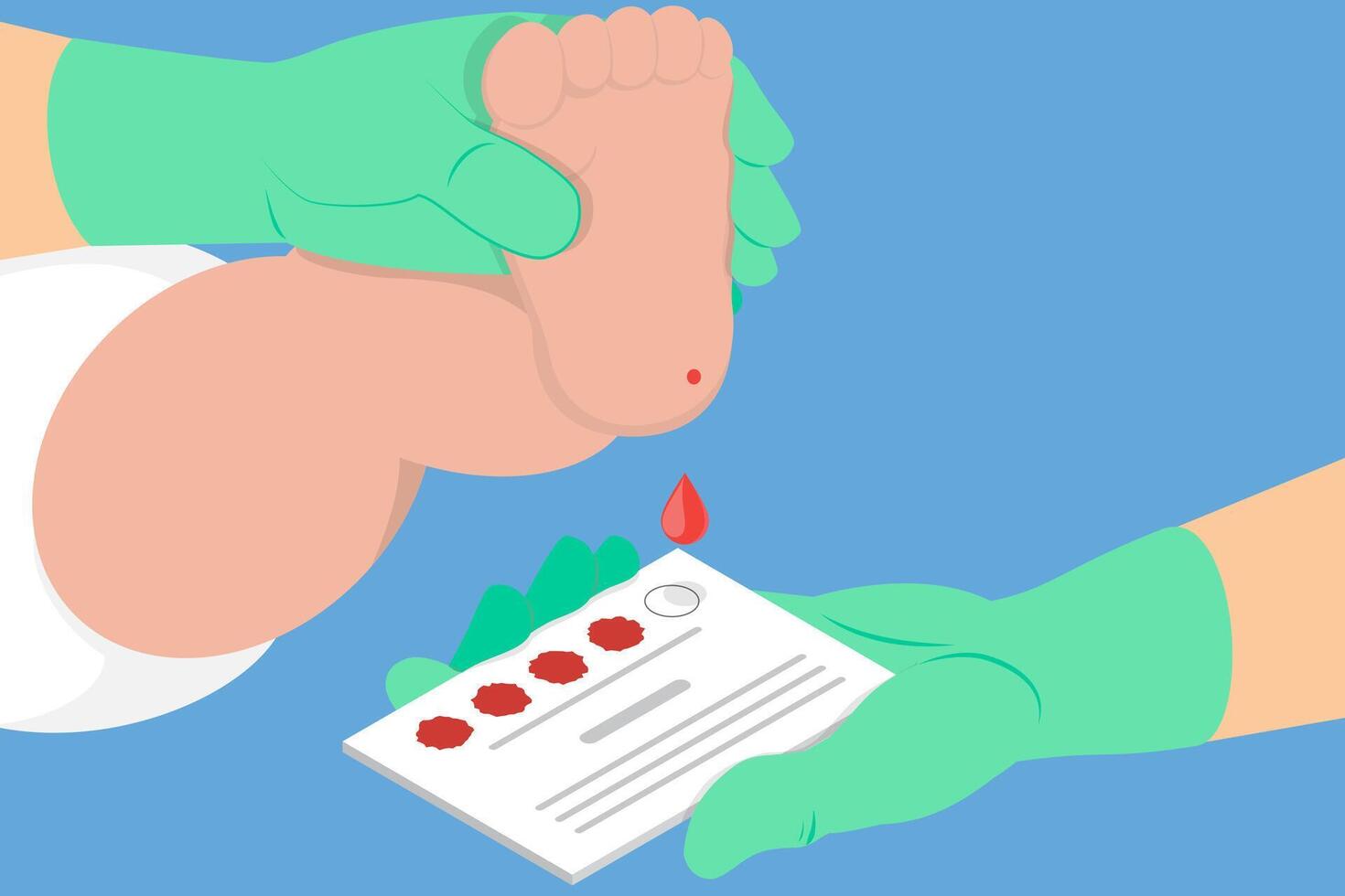 3D Isometric Flat Conceptual Illustration of Newborn Screening , Medical Tests and Examination of Child vector