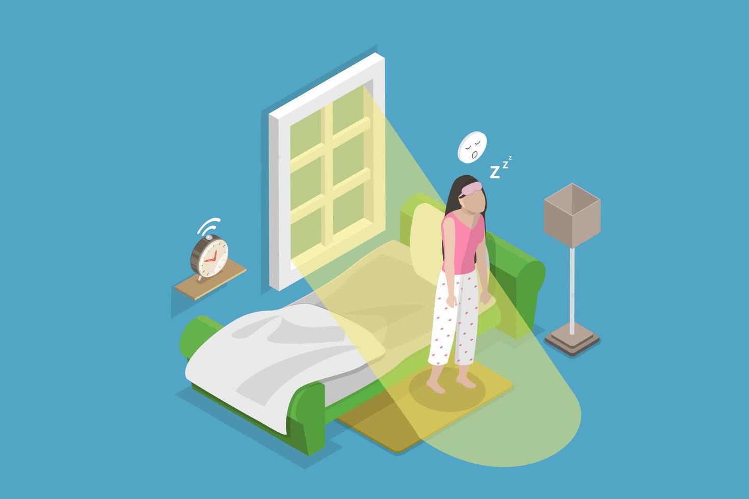 3D Isometric Flat Conceptual Illustration of Start Of Day, Low Energy in the Morning vector