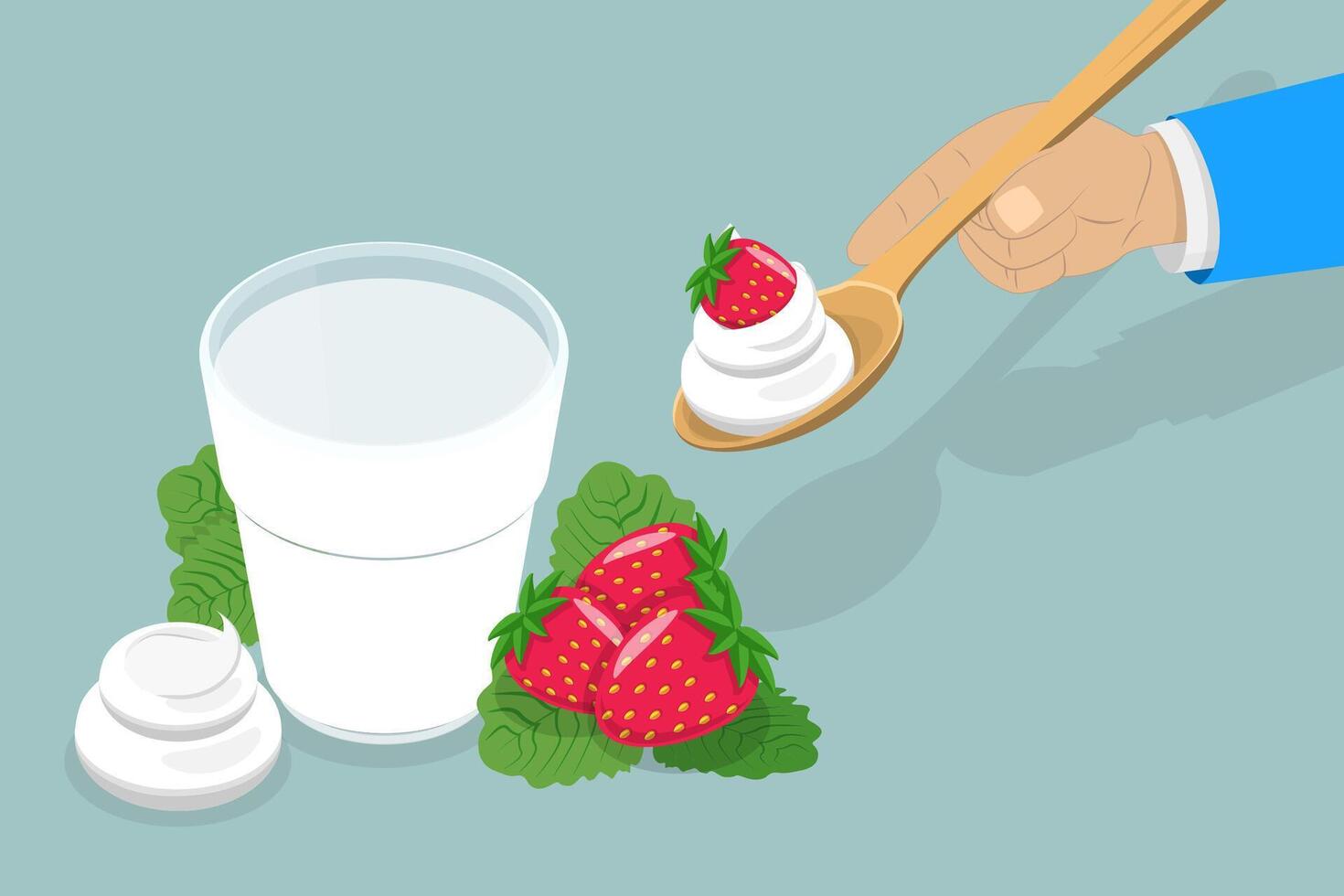 3D Isometric Flat Icon of Yoghurt, Sweet Dairy Product vector
