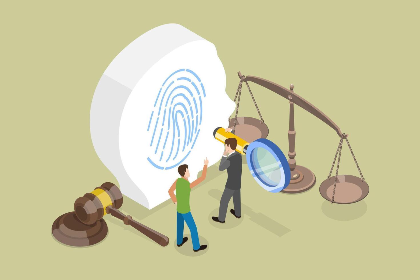 3D Isometric Flat Conceptual Illustration of Forensic Psychology, Crime Evidences and Investigion vector
