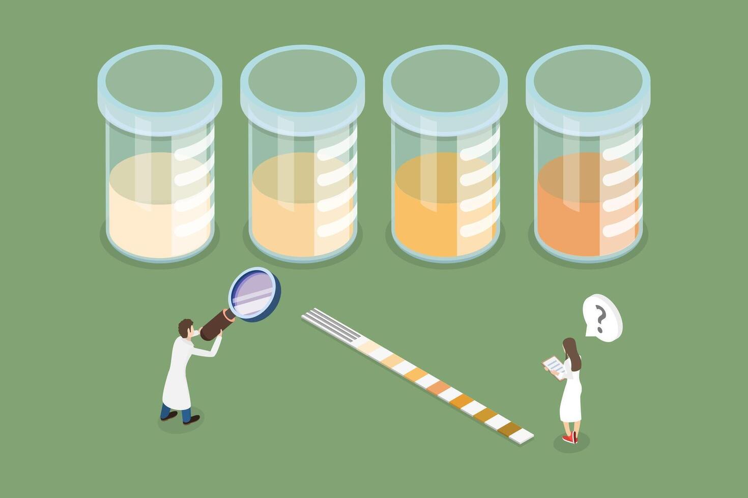 3D Isometric Flat Conceptual Illustration of Urine Solution Stages, Liquid in a Glass Laboratory Beaker vector
