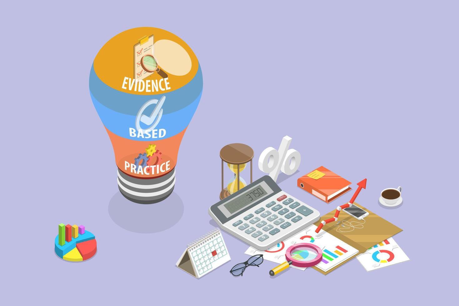 3D Isometric Flat Conceptual Illustration of EBP, Evidence-based Practice vector