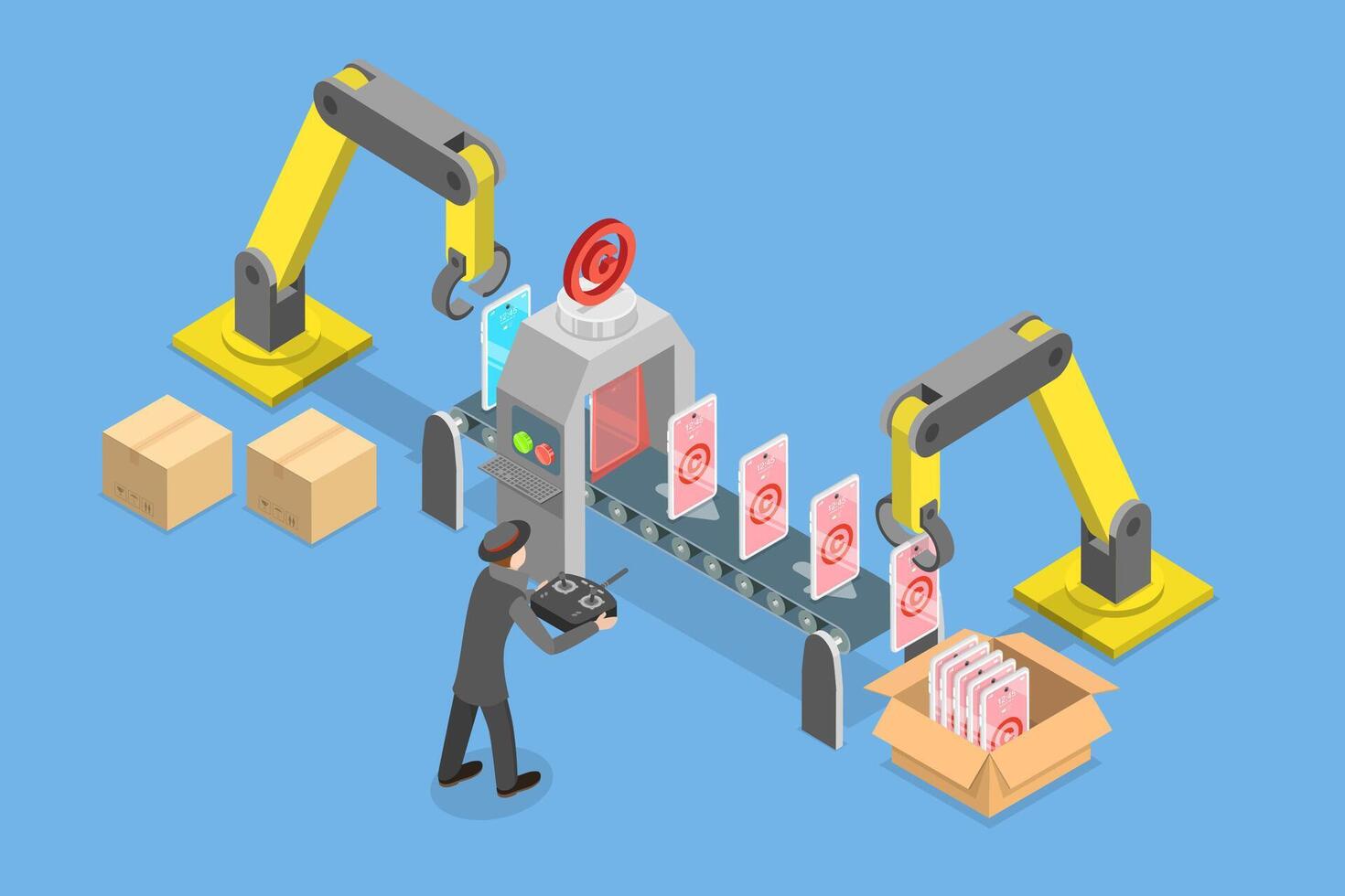 3D Isometric Flat Conceptual Illustration of Copyright Printer Machine, Online Piracy vector
