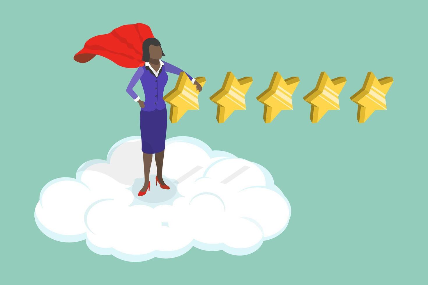 3D Isometric Flat Conceptual Illustration of 5 Stars Expert, Performance Review vector