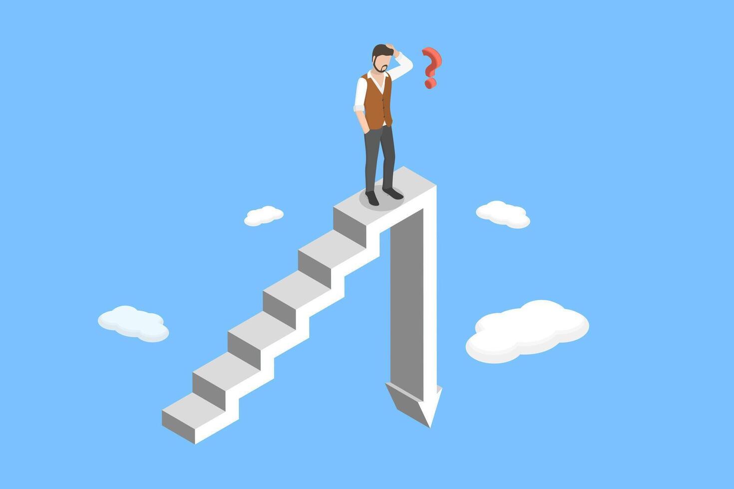 3D Isometric Flat Conceptual Illustration of Stock Market Decline, Inflationary Financial Crisis vector
