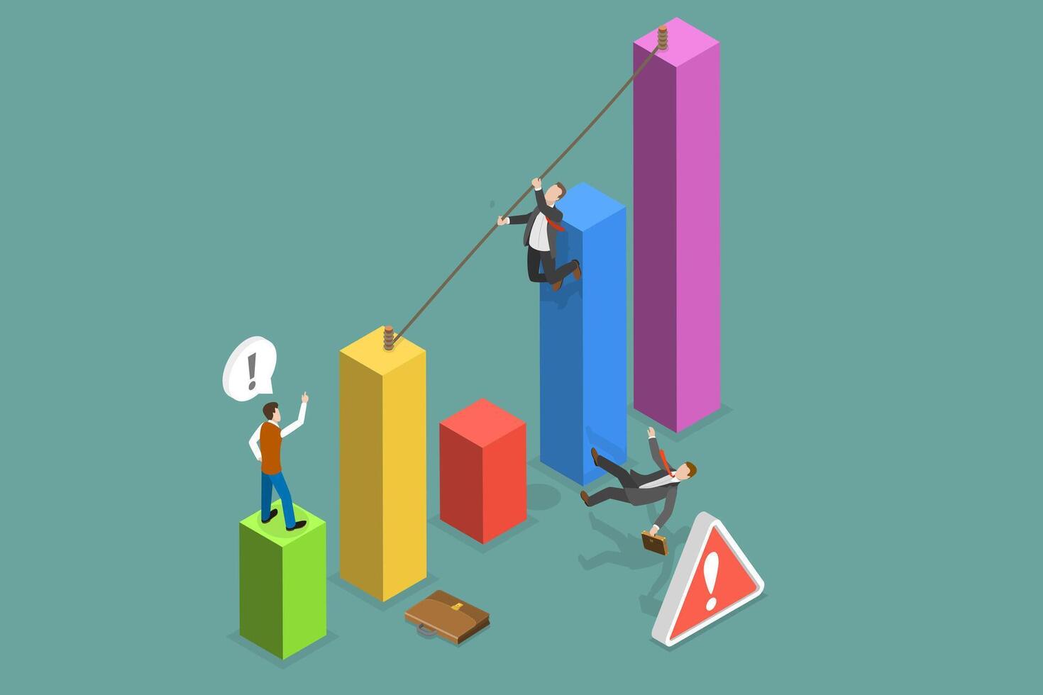 3D Isometric Flat Conceptual Illustration of Economic Decline, Business Risks vector