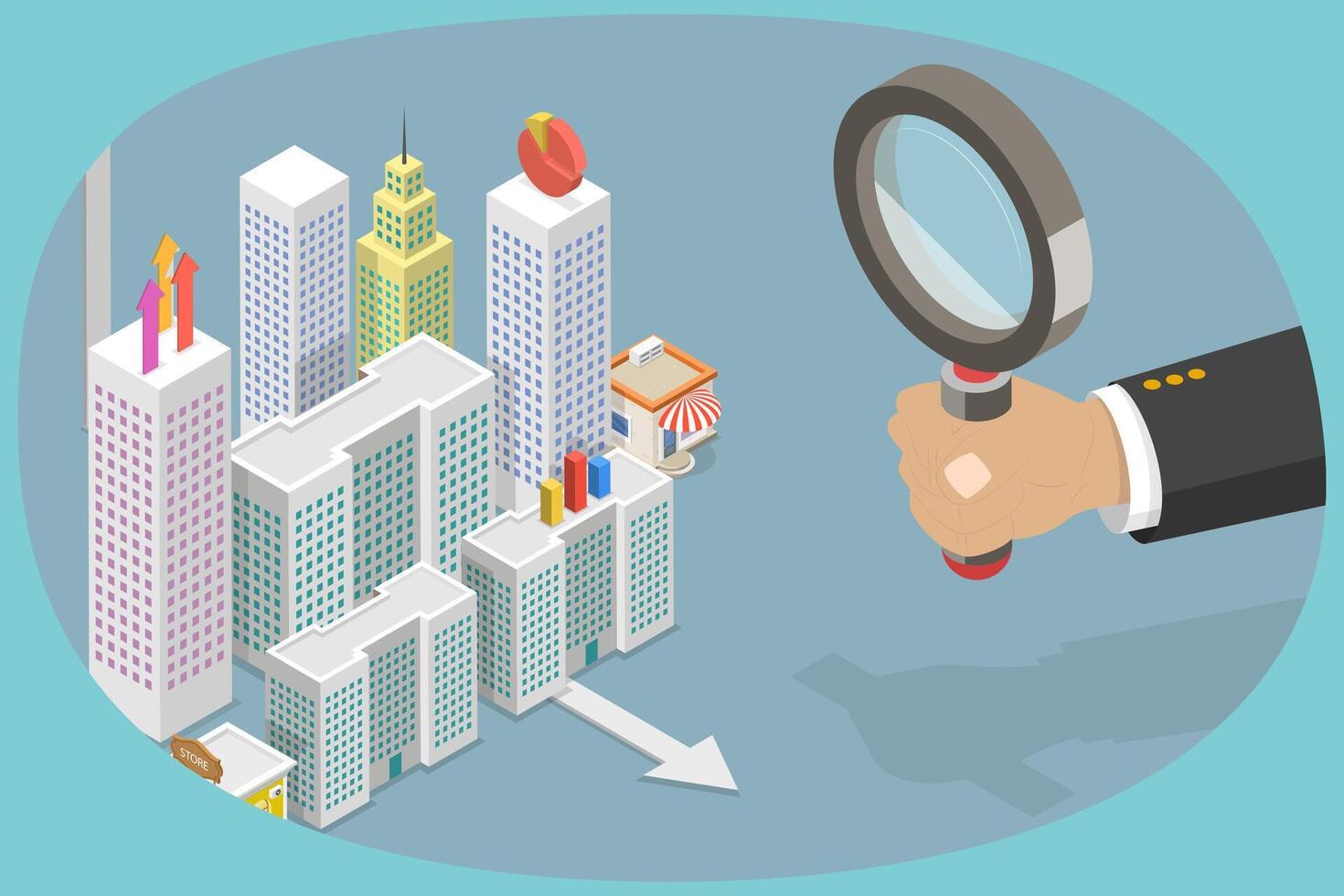 3D Isometric Flat Conceptual Illustration of Microeconomics , Economy Study Basics vector