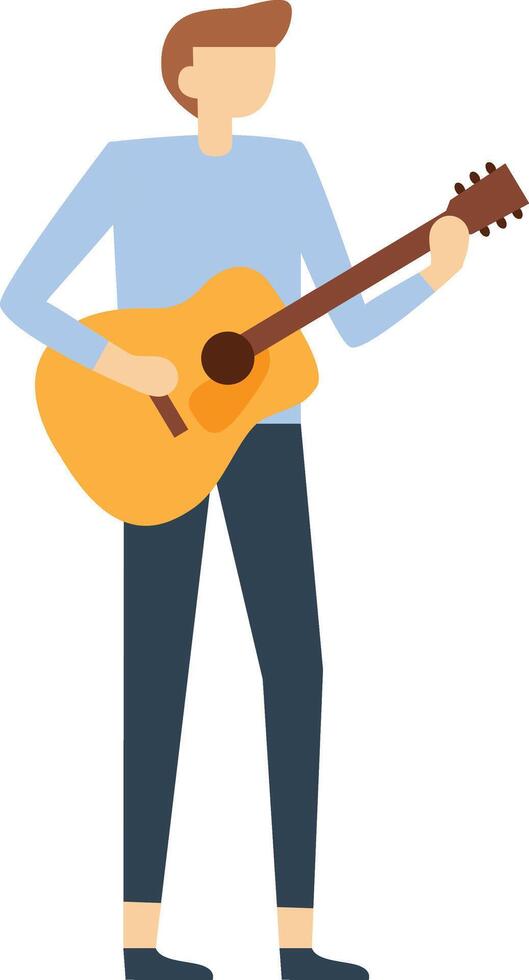 Young musician playing acoustic guitar on stage, captivating the audience with a heartfelt performance during a live concert, expressing emotion through melody and rhythm vector