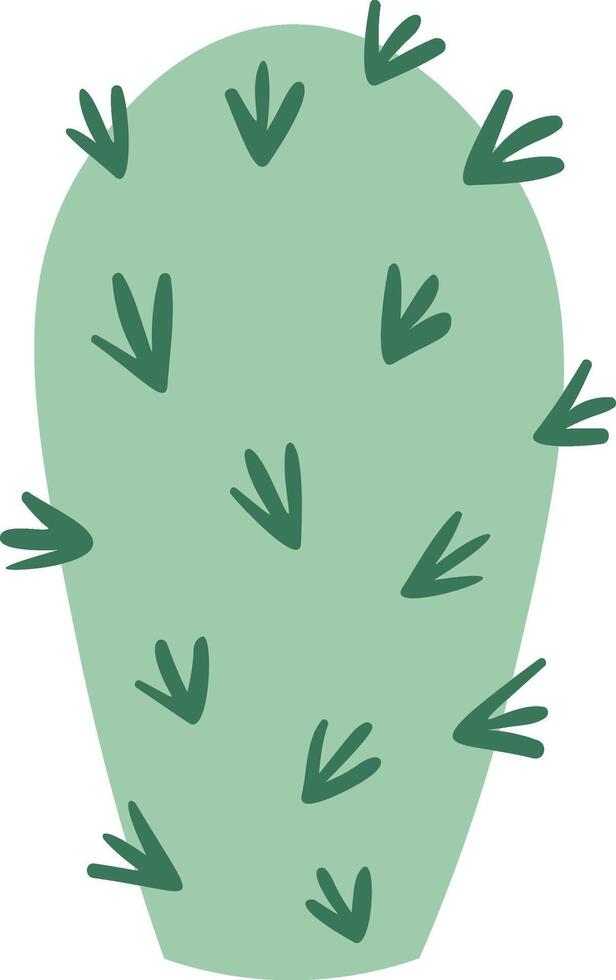 Light green stylized prickly pear cactus thriving in the desert, adorned with numerous thorns, featuring a hand drawn illustration isolated against a crisp white background vector