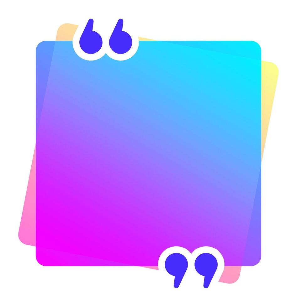 Vibrant gradient quote box with prominent quotation marks creates an engaging space for text, comments, testimonials, and reviews, enhancing communication and visual appeal vector