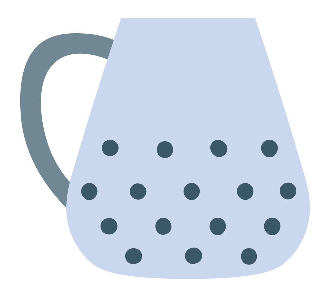 Light blue dotted jug with dark blue handle and dots represents a simple yet stylish kitchenware item, perfect for serving beverages or adding a touch of elegance to table setting vector