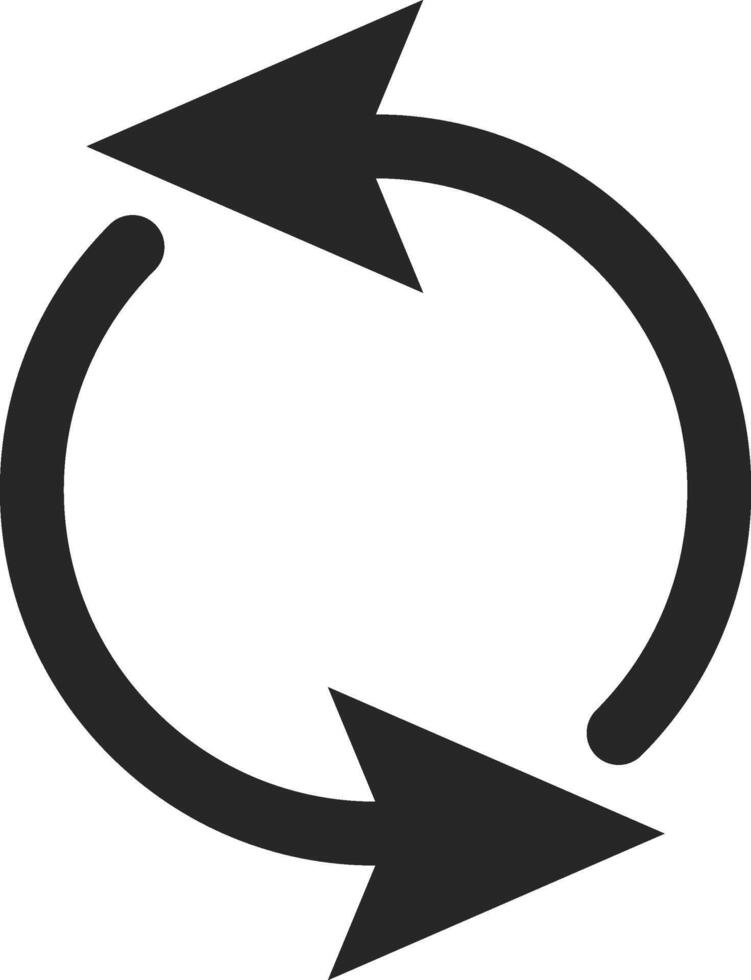 Two arrows rotating in a circular motion, creating a seamless loop that symbolizes an ongoing process of refresh, repeat, and continuous movement in a modern, abstract design vector
