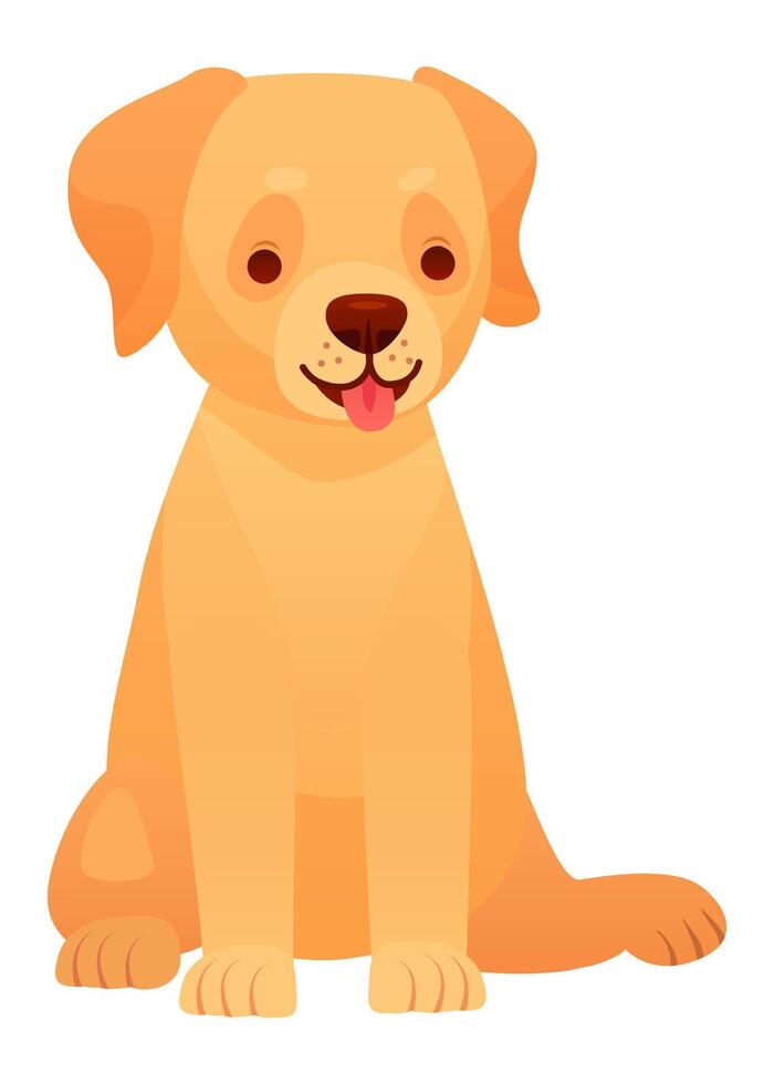Adorable golden retriever puppy sitting with its tongue out, panting happily on a white background, a perfect image for pet lovers and animal themes vector