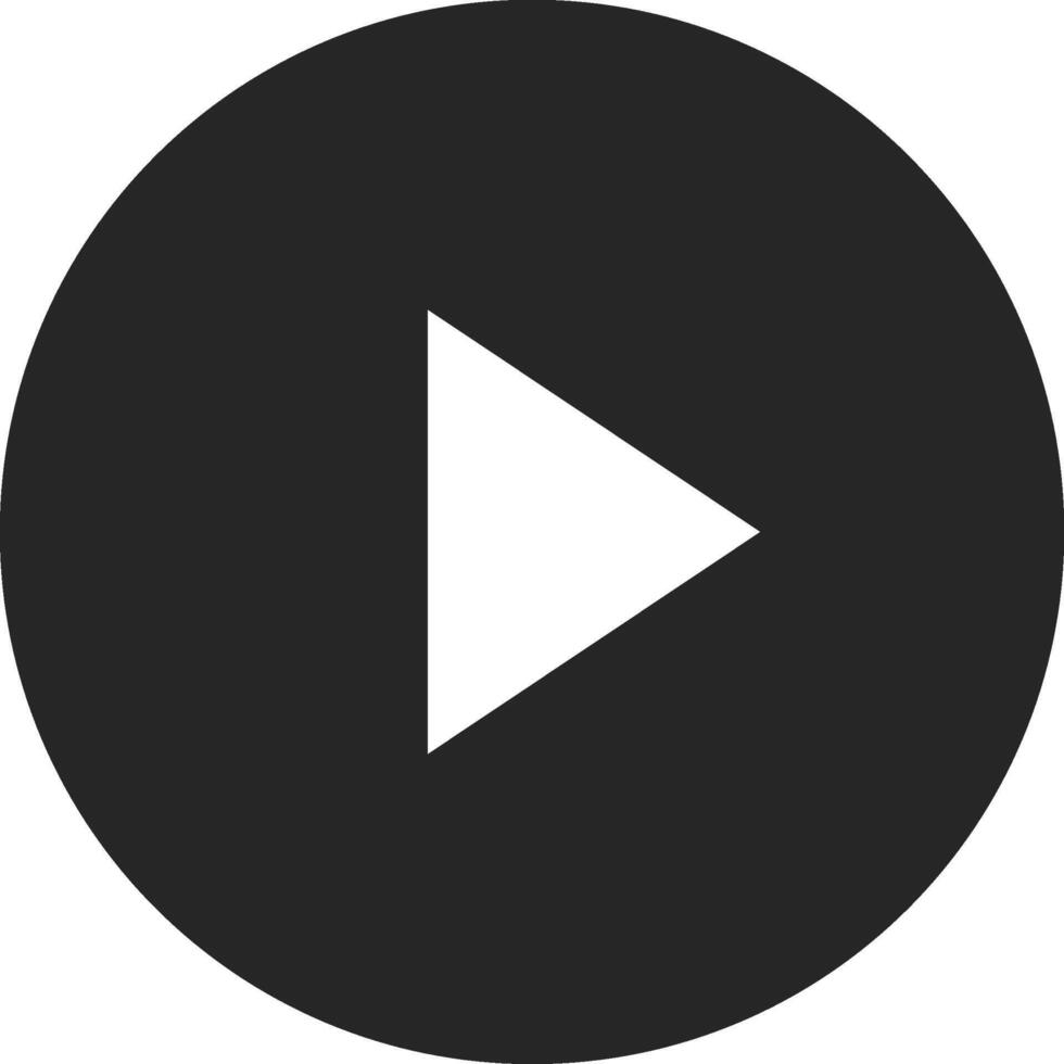 Simple yet effective visual representation of playing or audio content, featuring a white play symbol enclosed within a dark gray circle, ideal for user interfaces and media players vector