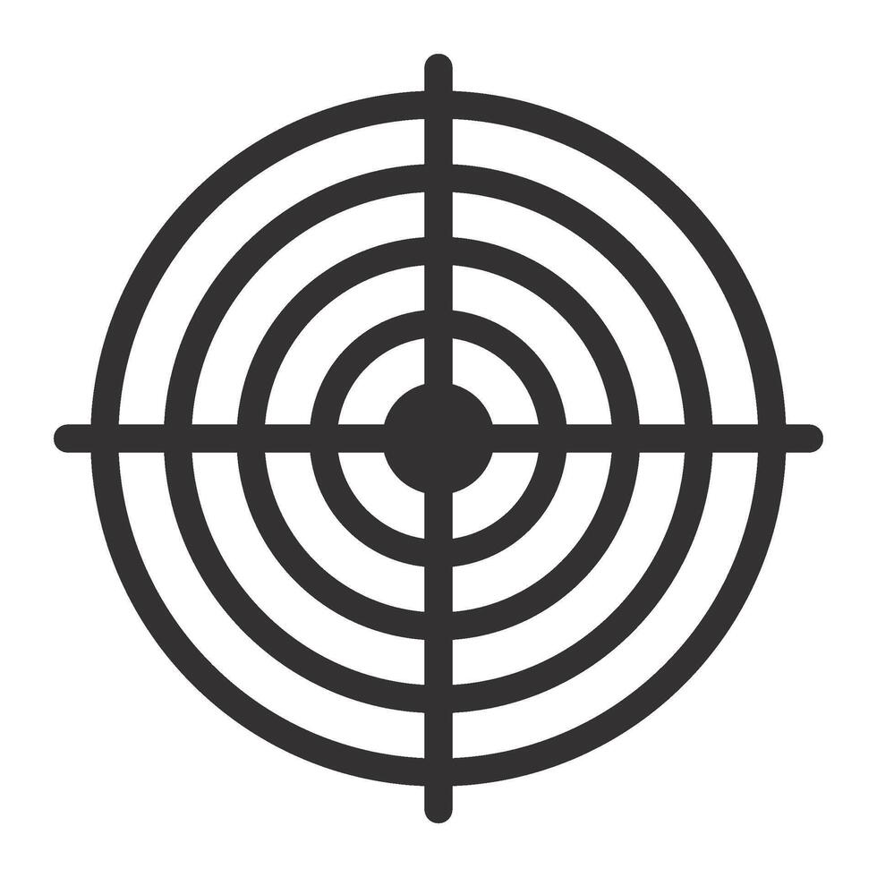 Target icon represents focus, accuracy, precision, goal, objective, challenge, symbol, aiming for success, hitting the mark, achieving a goal, and aiming for the center vector