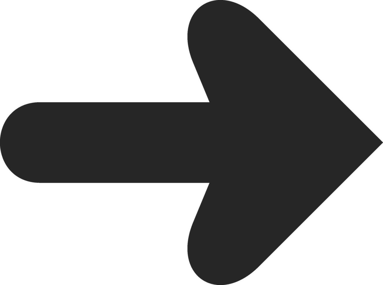 Simple black arrow pointing right with rounded corners on a clean white background, serving as an effective symbol for indicating direction, progress, or forward movement vector