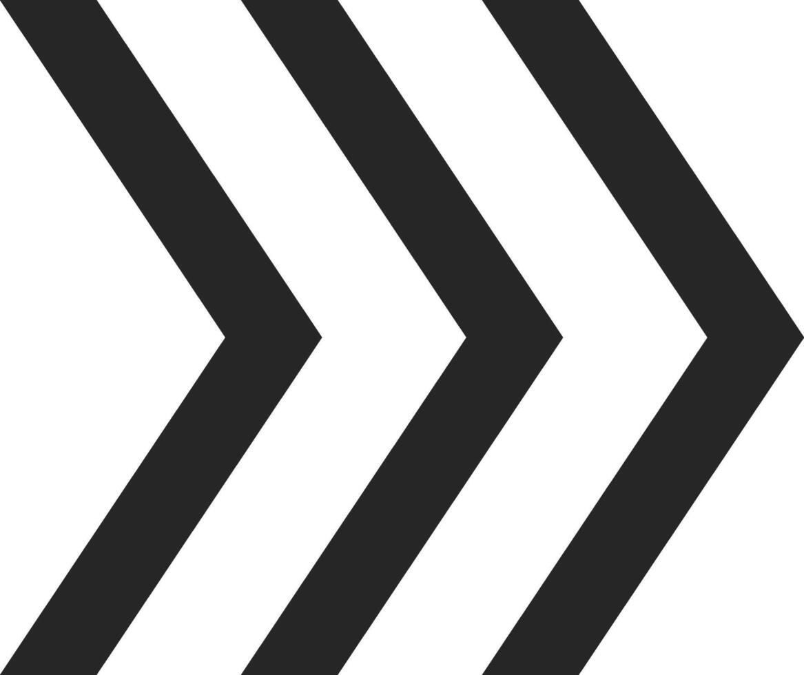 Three thick black arrows are pointing to the right on a white background, creating a simple yet dynamic visual representation of direction and movement vector