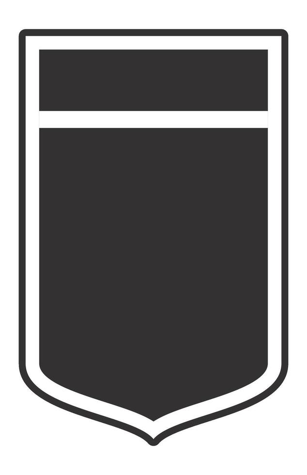 Dark gray blank police style badge with white frame and horizontal band isolated on white background representing security, authority, and law enforcement vector