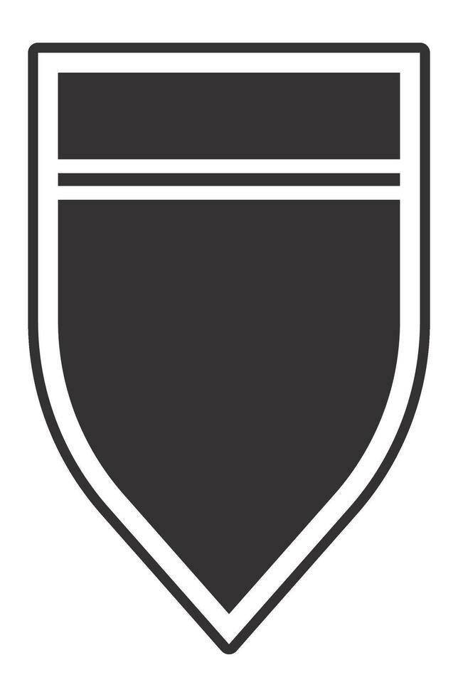 Minimalist shield featuring a horizontal stripe, representing safety, defense, and reliability through a clean, modern design that embodies strength and stability in a graphic form vector