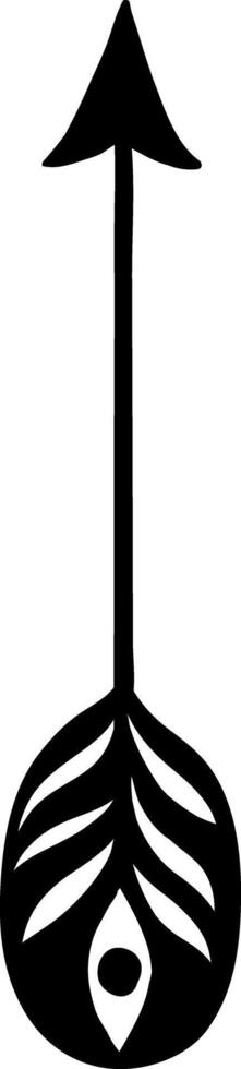 Simple black and white upward arrow with feather fletching symbolizing positive growth, success, and achievement of goals, ideal for minimalist designs and motivational projects vector